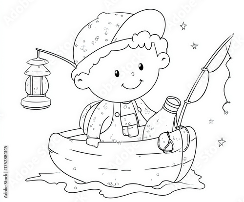 Boy with a fishing boat , c...