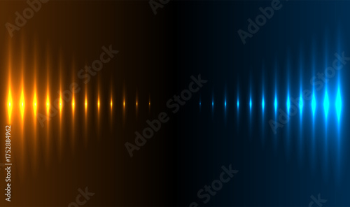 Blue orange glowing neon lines abstract tech background