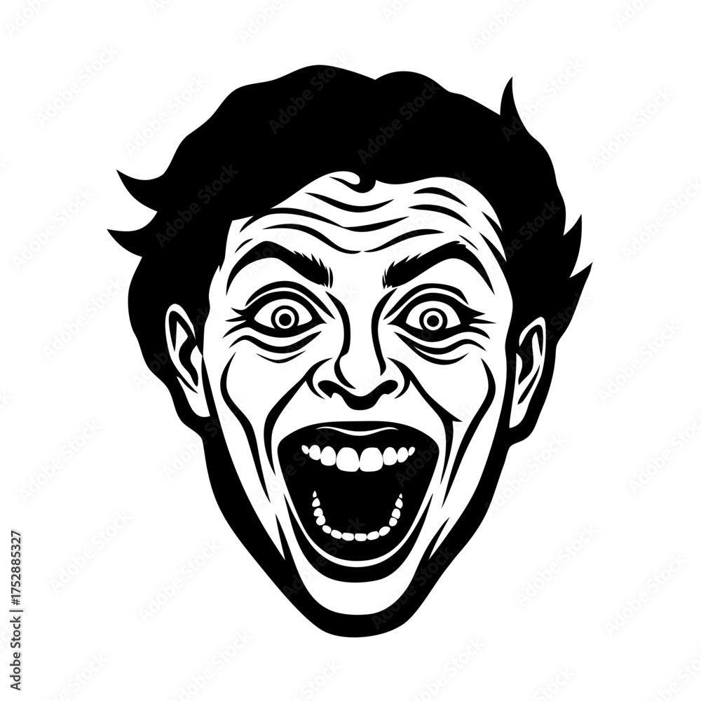 Fototapeta premium funny meme face horror parody style vector art illustration