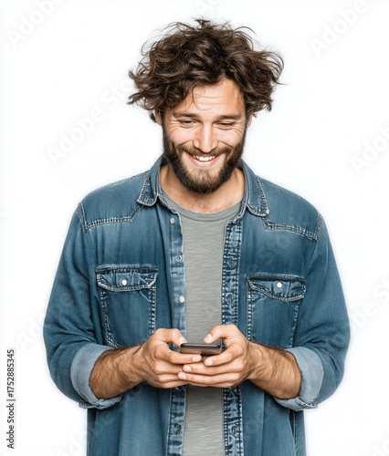 man on mobile isolated