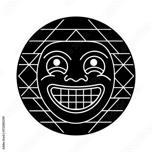 funny meme face neon retro synthwave style vector illustration