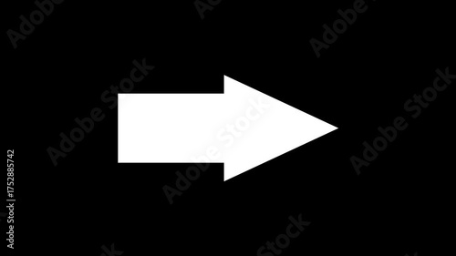 Animated squirrel arrow. Moving arrow to the side. white squirrel arrow on alpha channel with black background. seamless loop 4K video quality