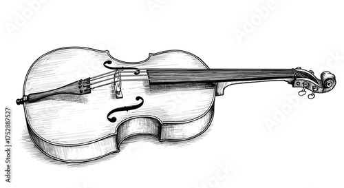 Double Bass – Engraved Vintage Vector Sketch