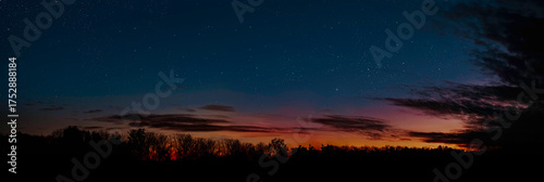 Night sky panorama with stars and moon