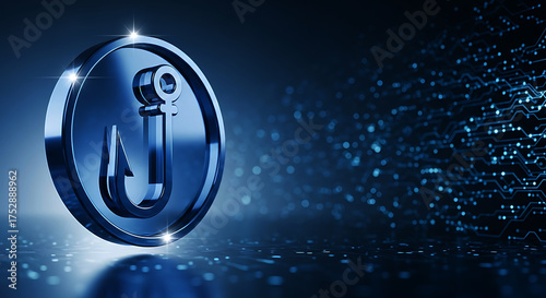 Digital currency with a keyhole design representing secure blockchain technology