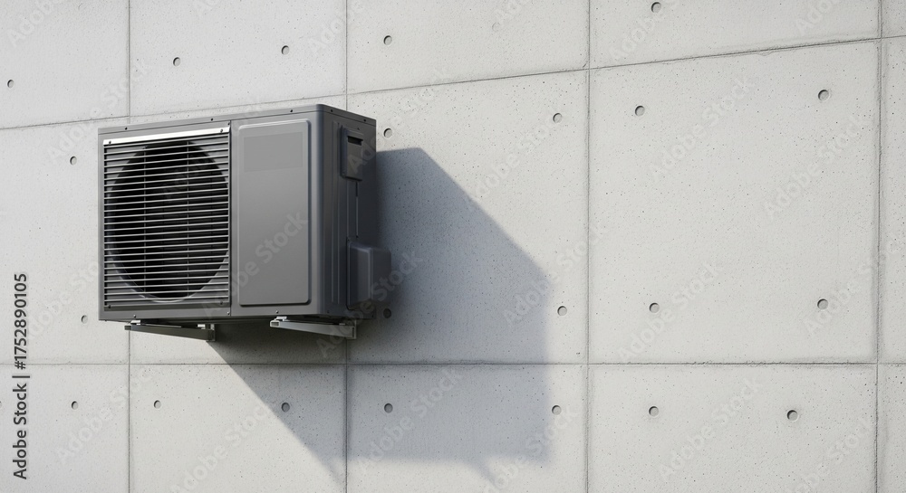 Fototapeta premium Heat pump on a modern concrete wall background