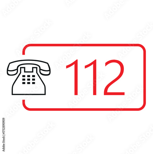 Emergency number 112. Call an ambulance, fire brigade or police. Emergency service vehicles. European 112 Day. Vector. Images produced without the use of any form of AI software at any stage.