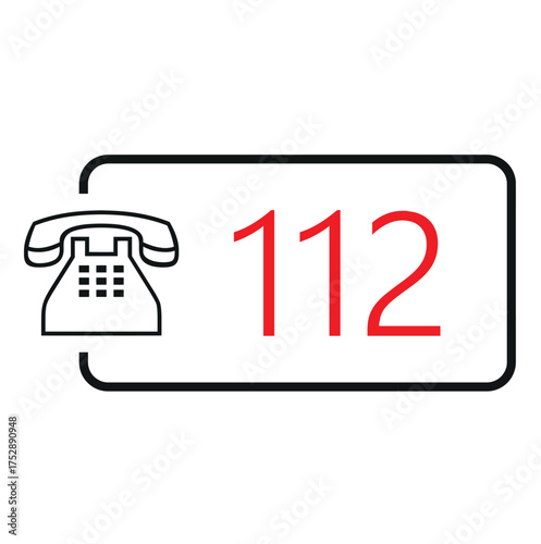 Emergency number 112. Call an ambulance, fire brigade or police. Emergency service vehicles. European 112 Day. Vector. Images produced without the use of any form of AI software at any stage.