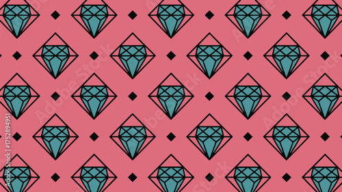 Trendy seamless pattern with geometric diamond shapes in pastel pink and teal for vibrant backgrounds and eye catching modern textile designs