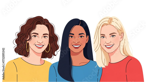 Diverse Female Friends Smiling Beauty in Unity and Friendship