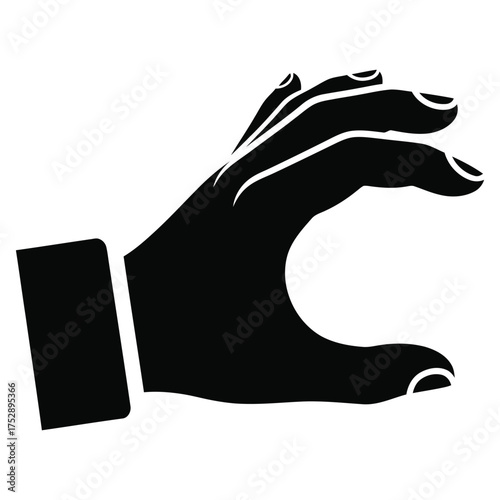 Hand gesture illustration black silhouette of a hand pinching or holding something isolated vector design for graphic resources