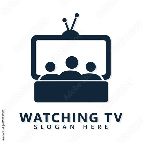 Watching video television logo template design
