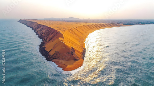 Desert peninsula meeting ocean aerial coastal landscape