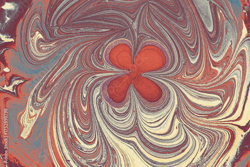 Ebru marble effect with floral pattern design for print