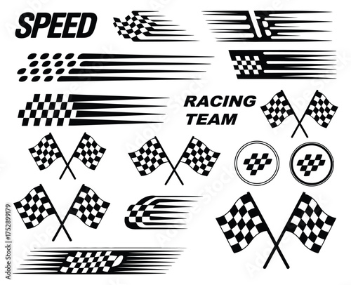 Racing Car Stripes Bundle with Track-Ready Decals, Checkered Flags, Finish Banners, and Motocross-Inspired Graphics for High-Speed Vehicle Art and Motorsport Design Projects