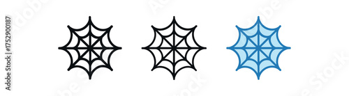 web icon on white background Black silhouette flat icon outline icon and colored icon style. 1x3 grid. three minimal vector icon style.centered composition clear white space around equal