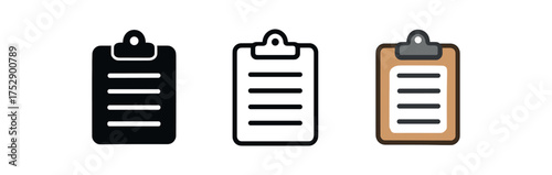 paperboard icon on white background Black silhouette flat icon outline icon and colored icon style. 1x3 grid. three minimal vector icon style.centered composition clear white space around