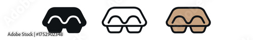 molded pulp icon on white background Black silhouette flat icon outline icon and colored icon style. 1x3 grid. three minimal vector icon style.centered composition clear white space around