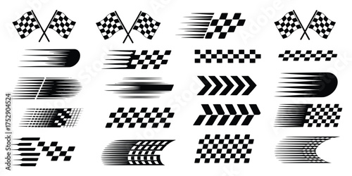 Dynamic Racing Car Graphics with Checkered Flags, Finish Line Stripes, Motorsport Elements, and Speed-Inspired Automotive Competition Designs for High-Energy Motorsports and Motocross Themes.