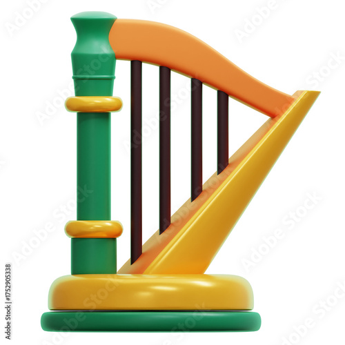 Harp Musical Instrument 3D Illustration