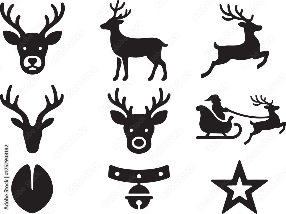 Obraz premium Reindeer Silhouette Vector Set