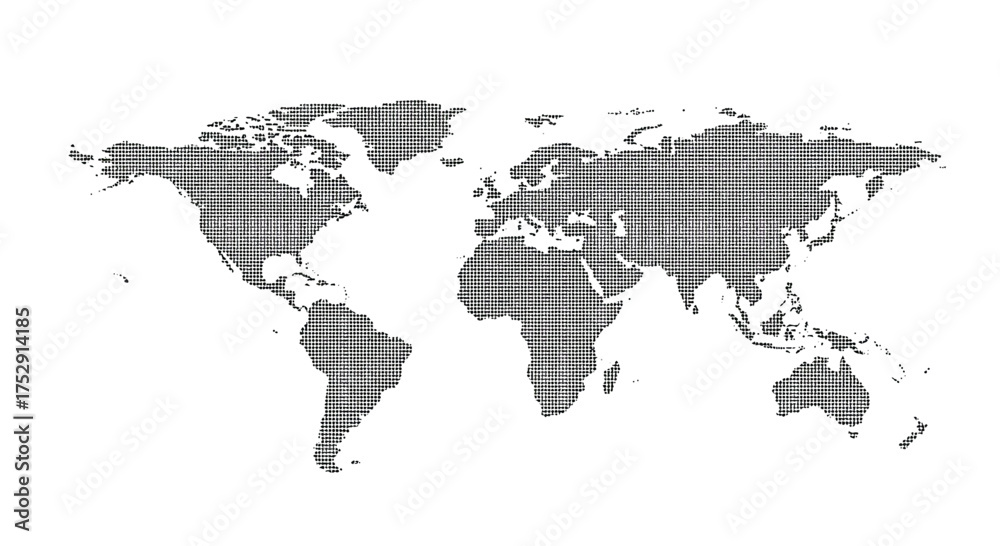 Fototapeta premium Dotted world map illustration displaying global connections and data visualization