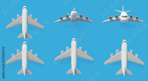 Illustrative Aviation: A Collection of Airplane Models Against a Solid Blue Backdrop