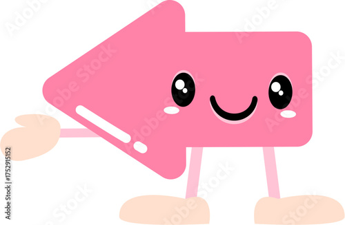 A cartoon arrow pointing sideways with a cute expression