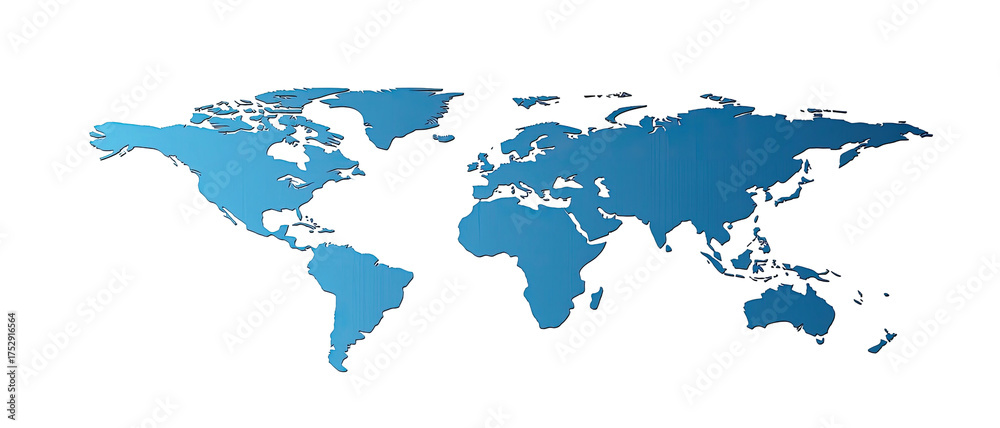 Fototapeta premium Blue world map silhouette on black background