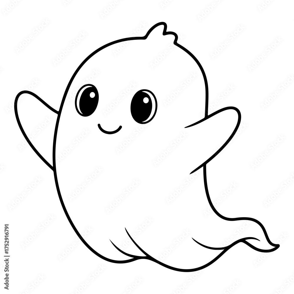 Fototapeta premium Cute ghost isolated on white background for halloween celebration design