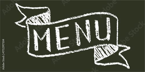 Chalk hand-drawn header menu with ribbon vector. Ideal for web design, navigation, and announcement banner themes. This graphic frames important text with a unique, sketchy aesthetic.