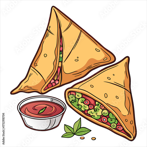 Delicious samosa with sauce