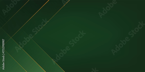 Green on dark shade with elegance golden line elements. Realistic luxury background paper cut style 3d modern concept. Space for paste text. Vector illustration for design.