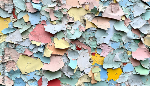 A Colorful Tapestry of Peeling Paint on an Old Surface