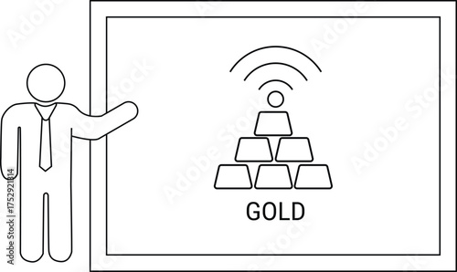 A presenter indicates a screen displaying GOLD with signal icon above gold bars