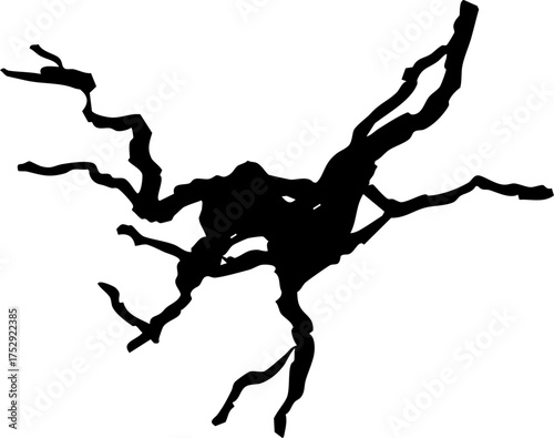 Crack wall, ground texture breaks on land surface. Ground fissure line sketch Crash fracture, land damage, earthquake. 