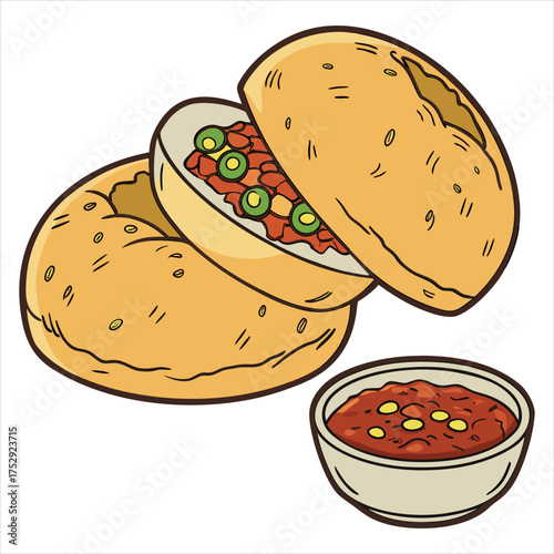 Delicious vada pav, indian street food