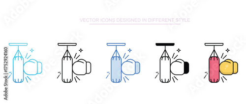 Punching Bag icon set multiple style collection