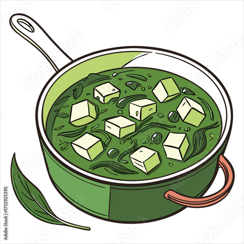 Saag paneer, indian dish with spinach and cheese