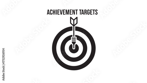 Achievement target with arrow vector icon for business success isolated on white