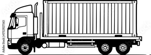 a flatbed truck with a rectangular container