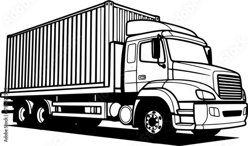 a flatbed truck with a rectangular container