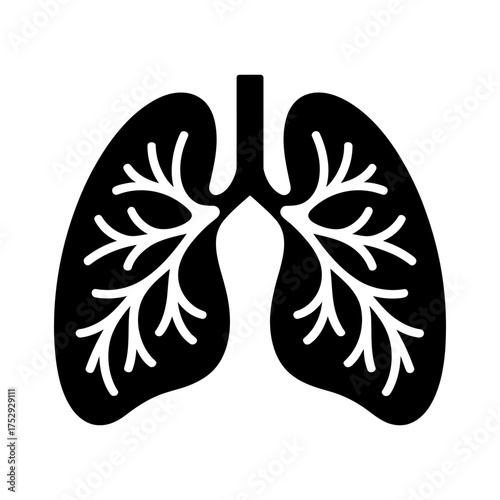 Lungs Design icon Silhouette vector style with white background