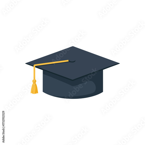 Academic mortarboard or graduation hat icon symbolizing higher education achievement for a university or college graduate at a commencement ceremony