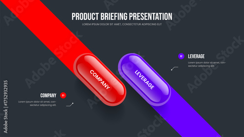 Professional Insight 2 Option Diagram Presentation Template. Visual Profile Two Step Infographic Slideshow Layout. Creative Solution Frame Design Vector Illustration.
