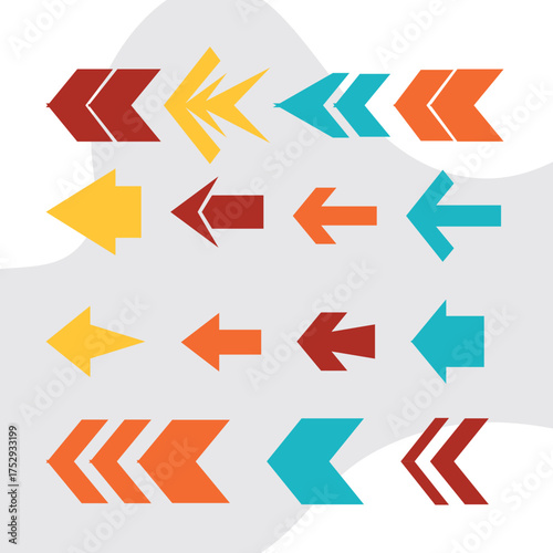 Diverse Arrow Set in Various Colors and Styles Directional Vector Graphics Collection for Presentations and Web Design