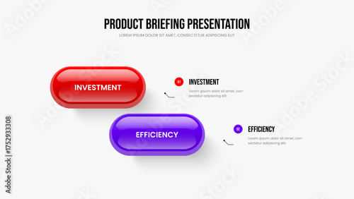 Company Profile Presentation Layout Vector Illustration. Advertising Visualization 2 Option Infographic Slideshow Template. Enterprise Forecast Two Step Diagram Frame Design.