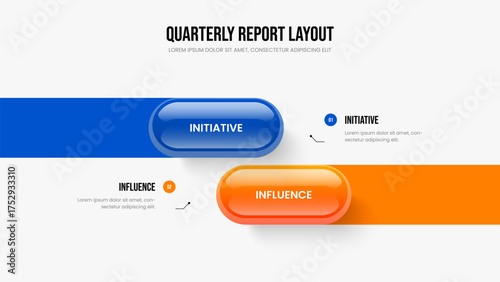 Project Growth Two Step Infographic Presentation Design. Consulting Campaign Slideshow Layout Vector Illustration. Marketing Innovation 2 Option Diagram Frame Template.