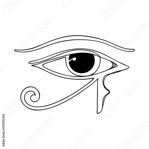 Vector line art of the Eye of Horus, ancient Egyptian protection symbol in minimal contour design.