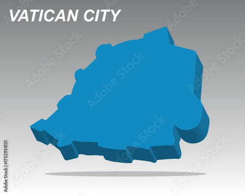 Modern 3D vector map of Vatican City. Minimalist geometric illustration for travel and global business. The best Vatican City geography template